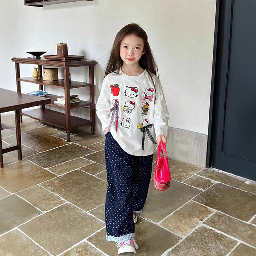 29.9/件2025款秋季新品！西蒙日记·Kitty小猫蝴蝶结印花T恤！入秋必备の最实用单品·超好穿的长袖Tee★ 商品图1