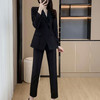 奢姿女装2025新款气质翻领职业套装女士时尚包扣西装裤子两件套250136211 商品缩略图1