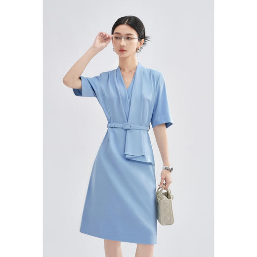 米思阳2026春季新款法式高级感连衣裙职业气质V领修身裙子女3488 商品图0