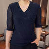 FW 9012时尚v领洋气百搭弹力网纱气质上衣 商品缩略图1