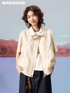 马得工地/MDGDMJ13239/麂皮立领刺绣马甲