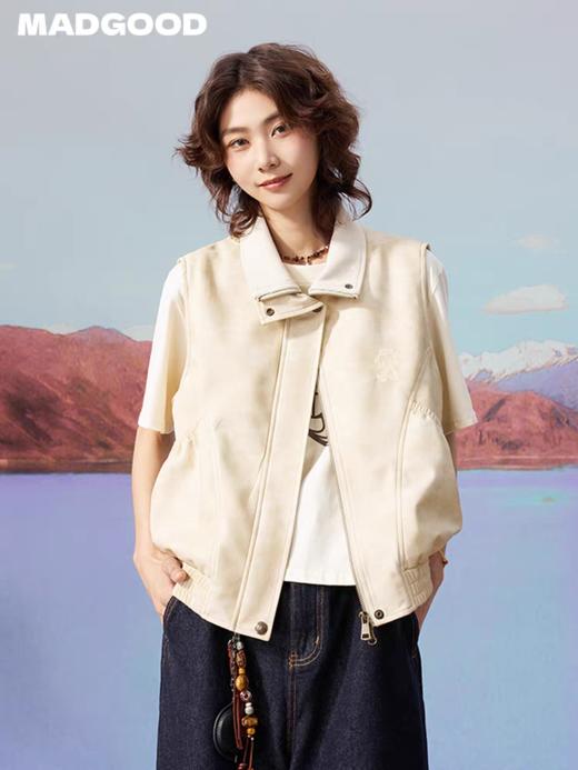 马得工地/MDGDMJ13239/麂皮立领刺绣马甲 商品图0