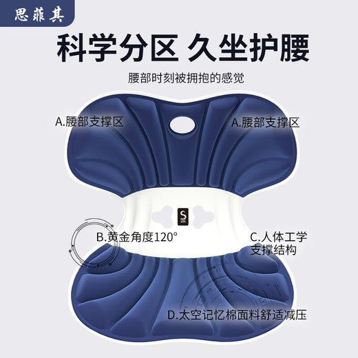思菲其护腰坐垫S014 蓝色 商品图3