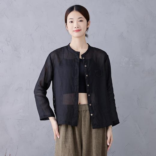 轻柔苎麻衬衣，文艺复古开衫防晒衬衫休闲清透大码中式GYD-A0211 商品图0