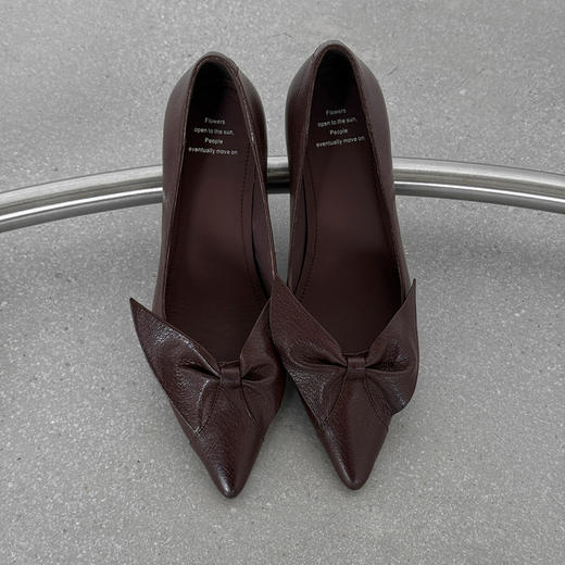 【预售5天】羊皮版意大利通勤真皮尖头5cm细高跟蝴蝶结浅口单鞋女鞋QQJ&JZ-1963 商品图4