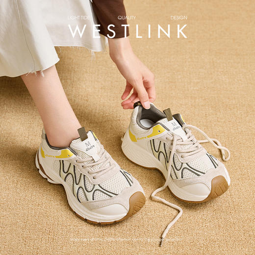 西遇厚底老爹鞋女新款秋季复古丑萌增高跑步休闲鞋户外运动鞋V1857056 商品图1