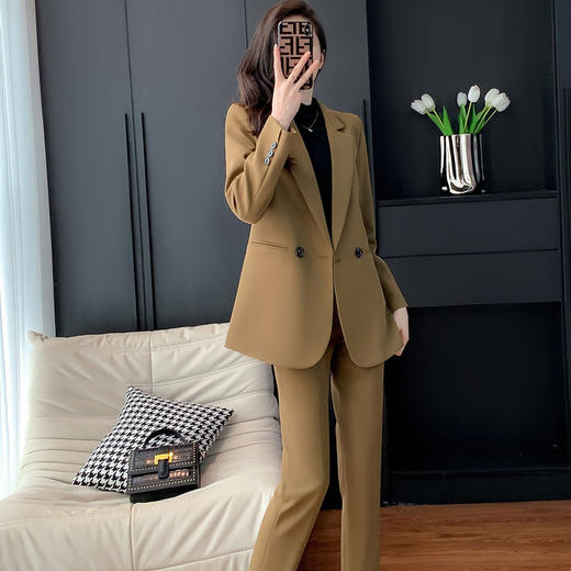 奢姿女装2025新款气质翻驳领职业套装女士九分裤时尚西装两件套25005690 商品图2