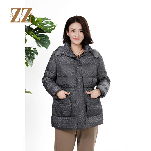 佐尔美冬季新款 气质时尚保暖格纹羽绒服外套女E34YY44 商品图0
