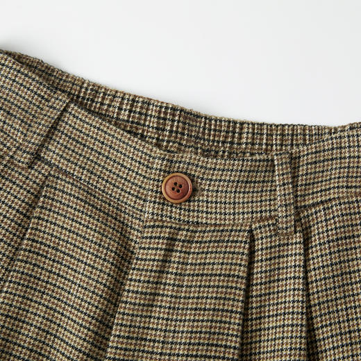 谜底阔腿裤女2025秋新品复古格纹阔腿裤型松紧腰休闲裤253MK1111 商品图3