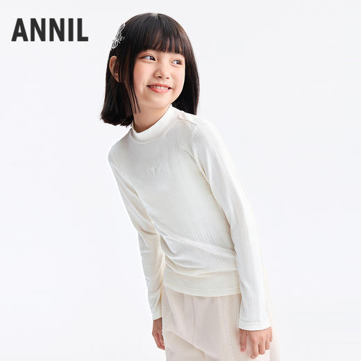 【天丝莫代尔】女童中领长袖针织衫秋季新款安奈儿童装EG531668 商品图1