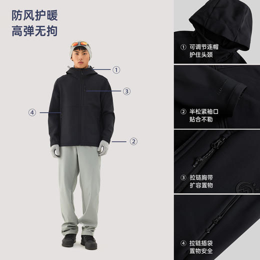 TECTOP/探拓户外男士软壳衣秋冬加绒防风防泼水徒步登山连帽外套 商品图2