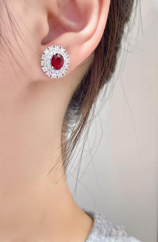 2ct刻面红宝石耳钉 商品图5