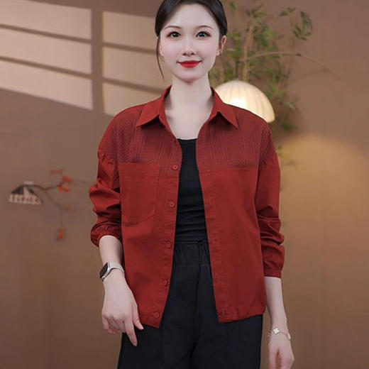 中年妈妈秋款条纹拼接宽松外套G洋气百搭女装大码休闲翻领上衣 商品图3