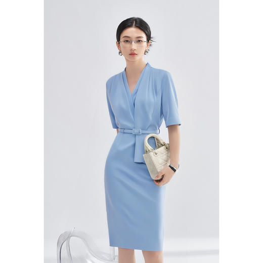 米思阳2026春季新款法式高级感连衣裙职业气质V领修身裙子女3488 商品图2