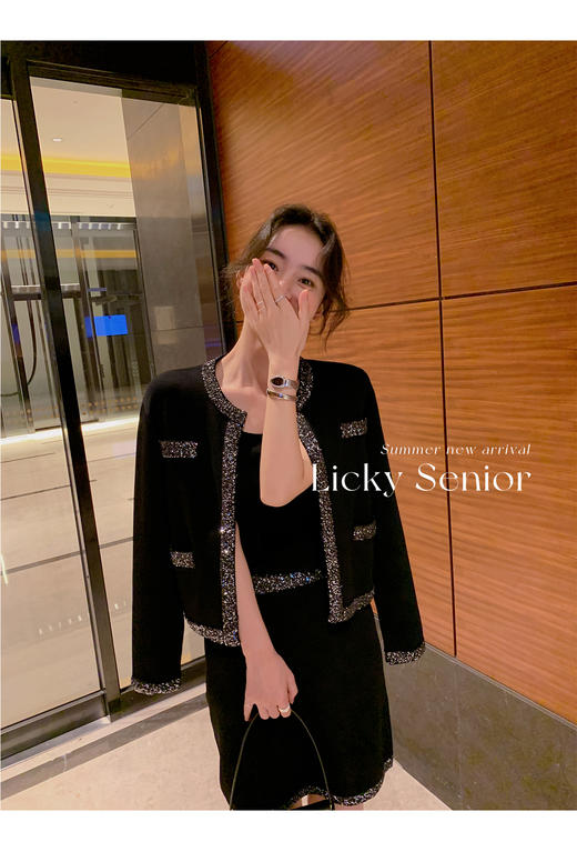 进口串珠珠片秋新品罗马针织高密开衫外罩 商品图5