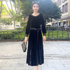 气质优雅系带收腰，洋气金丝绒连衣裙QYM-YJ25XY603 商品缩略图1
