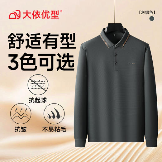 【DWP】大依优型大码男士Polo衫翻领长袖T恤秋季新款商务休闲男士加肥加大码男胖子 商品图4