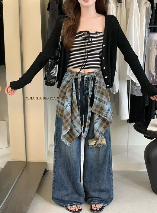 GZ屁帘破洞阔腿宽松牛仔裤(LH)(LD)纪念日百货165893450 商品图0