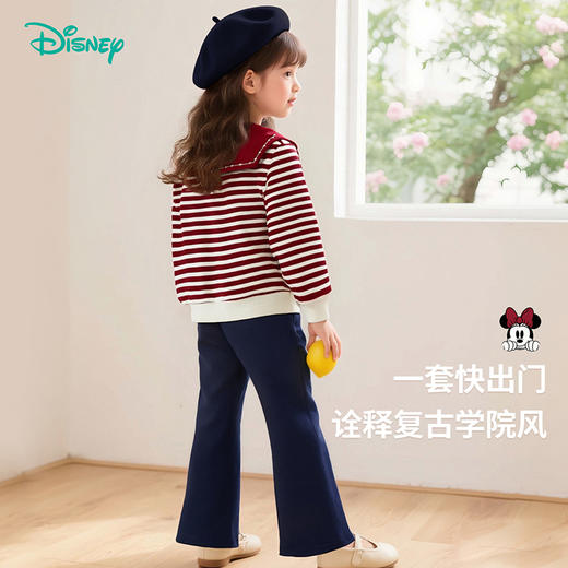 迪士尼25秋新款女童宽松卫衣休闲喇叭裤两件套套装ZD3ET011 商品图1