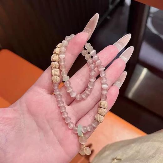 【松雾蔷薇·猫眼百香籽双圈手串】敦煌小众香槟紫猫眼百香籽手串 复古国风新中式手串双圈 商品图1