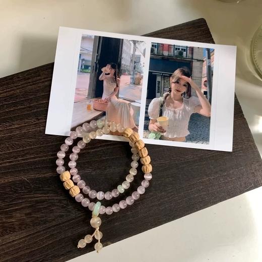 【松雾蔷薇·猫眼百香籽双圈手串】敦煌小众香槟紫猫眼百香籽手串 复古国风新中式手串双圈 商品图4