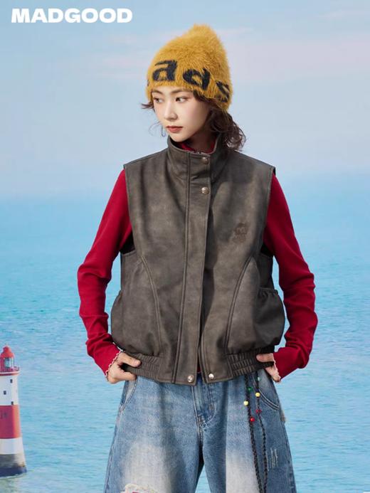 马得工地/MDGDMJ13239/麂皮立领刺绣马甲 商品图1