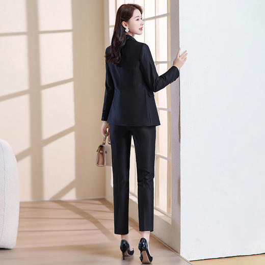 奢姿女装2025新款气质翻驳领职业套装女士假口袋时尚西装两件套250136533 商品图2