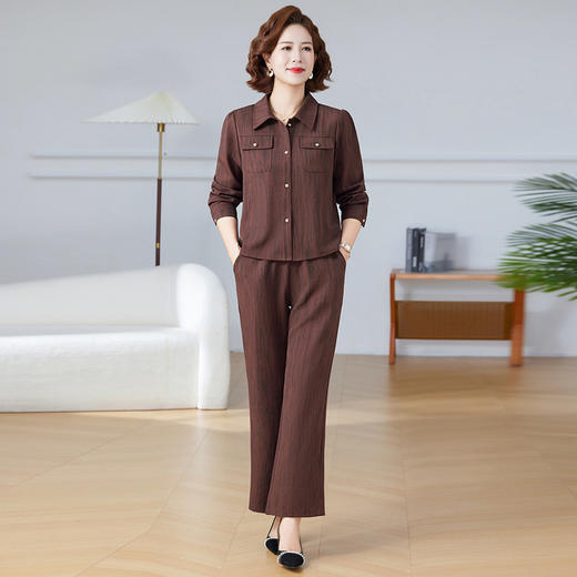 Q1073时尚套装2025秋新款气质休闲开衫妈妈装减龄显瘦中老年女装两件套 商品图2