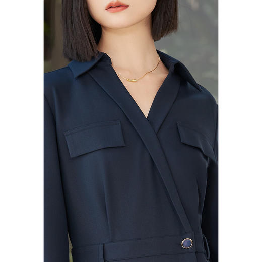 剩S/M 米思阳2026春季气质通勤风修身显瘦连衣裙V领侧开叉一步裙子女5361 商品图4