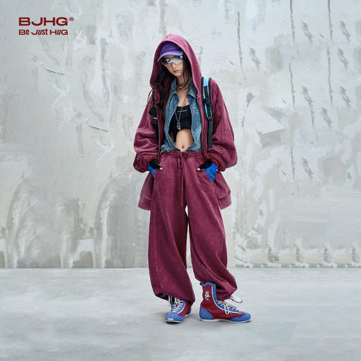 BJHG不计后果复古卫衣男女款秋季潮牌水洗休闲裤子情侣款运动套装 商品图0