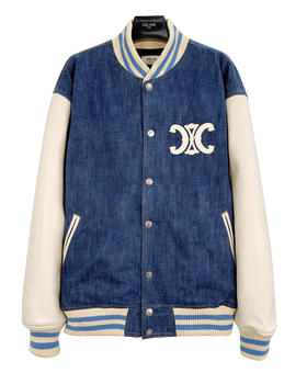 中性款牛仔拼接夾棉外套008