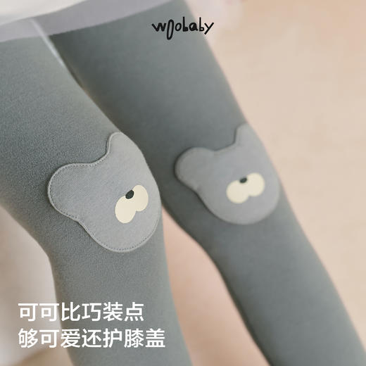 【woobaby】女童打底裤加绒保暖2025秋季新品弹力立体动物护膝长裤 商品图4