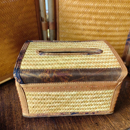 典藏香云纱升级版竹编纸巾盒小号 商品图7