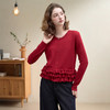 西遇韩系甜美木耳边圆领针织衫女秋季设计感百搭气质软糯毛衣H0051311 商品缩略图2