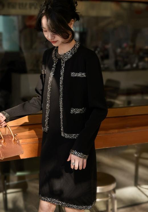 进口串珠珠片秋新品罗马针织高密开衫外罩 商品图1