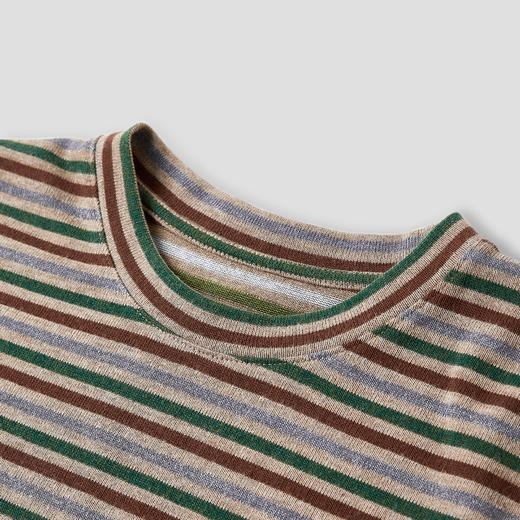 ROMI STUDIO“复古色彩”定织撞色条纹柔软圆领长袖T恤RWCAS65455 商品图3