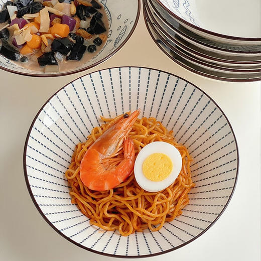 Trees&wind日式风7英寸斗笠碗6个装| 釉下彩工艺，可进微波炉/烤箱/洗碗机 商品图0