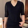 FW 9012时尚v领洋气百搭弹力网纱气质上衣 商品缩略图3