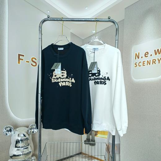 巴黎世家新款经典涂鸦字母印花圆领卫衣 商品图0