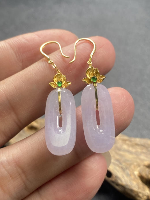 【FC0149】18K镶嵌翡翠冰紫水滴耳坠 色泽娇艳  款式精美  佩戴尽显优雅气质 商品图3