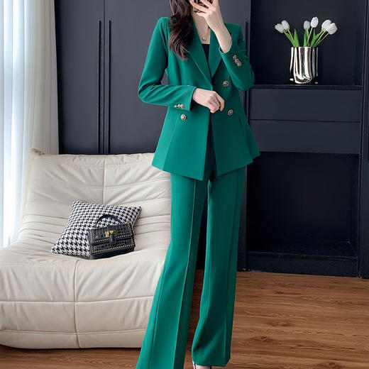奢姿女装2025新款气质翻驳领职业套装女士双排扣时尚西装两件套250208356 商品图1