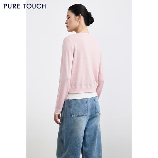 PURE TOUCH 浅粉色V领假两件针织开衫 商品图4