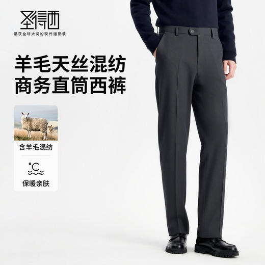 【含绵羊毛&莱赛尔】圣得西男士2025秋新款弹力百搭商务直筒西裤 商品图3