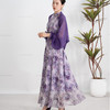 YBY Y500新中式端庄大气紫色印花修身连衣裙 商品缩略图2