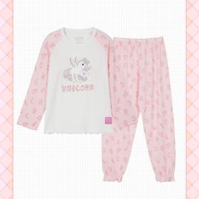 【彩虹独角兽莫代尔】舒雅童装女童长袖长裤家居套装彩虹独角兽95%莫代尔5%氨纶180g  3F/25267H