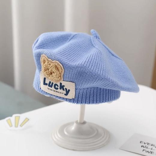 儿童帽子秋冬款婴幼儿针织贝雷帽可爱小熊男女童宝宝画家毛线帽潮5-36个月 商品图6