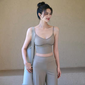 跃牌【禅语梵心】云感美背细肩带花边瑜伽背心带胸垫普拉提健身文胸运动内衣女WX5537