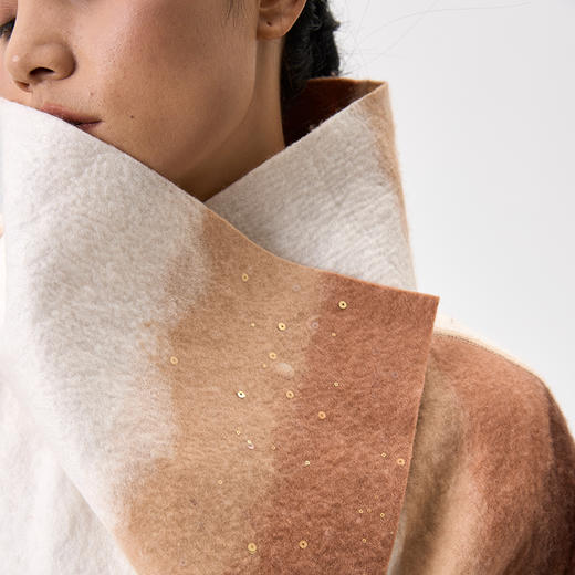 真丝羊绒相拼手工毡女大衣  SJF97W333N 商品图5