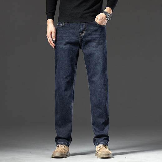 【DYG】大依优型大码男装加肥大码男装宽松刺绣直筒牛仔裤男百搭弹力商务牛仔长裤 商品图9