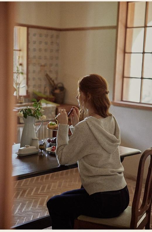 无缝彩点全羊毛连帽衫 微宽松合体版型 螺纹收口下摆 彩点点缀 基础款式不挑人JZ2573 商品图2